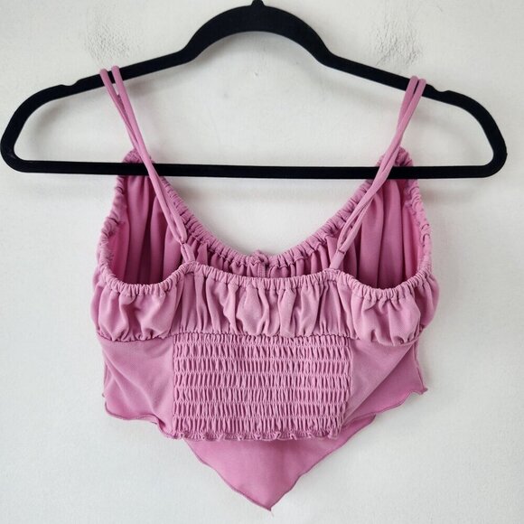 Urban Outfitters Pink Ruffle Crop Top Cropped Shirt Fairycore Y2K Cottagecore M - Picture 2 of 6